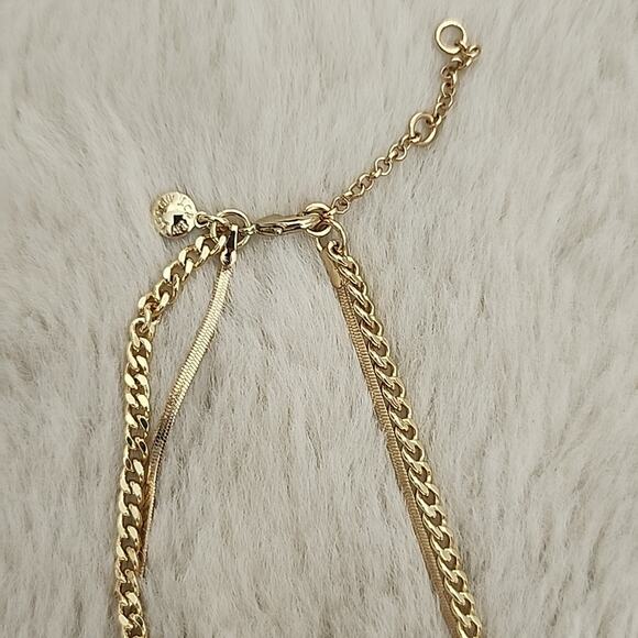 NEW J. Crew Hammered Gold T-Bar Pendant Necklace Double Strand Two Piece - Picture 8 of 8